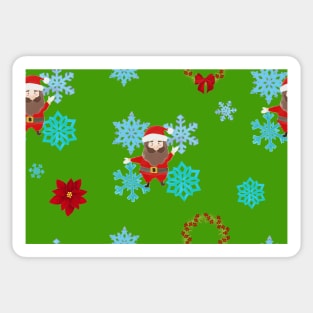 Santa Claus with a Christmas tree seamless pattern on a green background Sticker